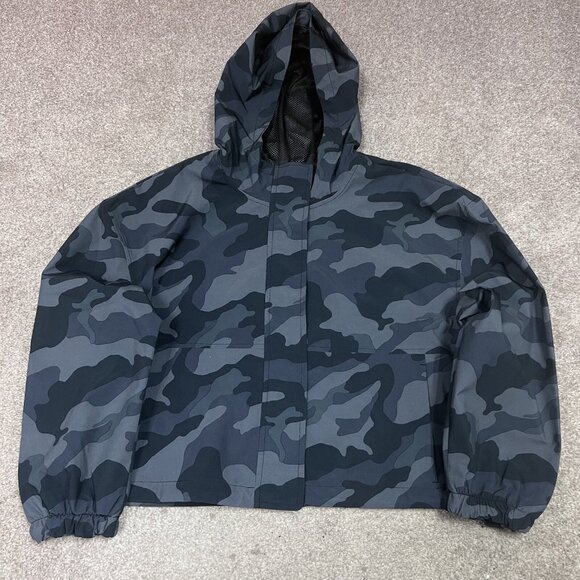 Old Navy Active Jacket Gray Camo Long Sleeve Hooded Cropped Women’s Size Lg NWT - Picture 1 of 10